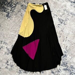 Tory Burch Colorblock Knit Skirt Midi Black Size 4 NWT